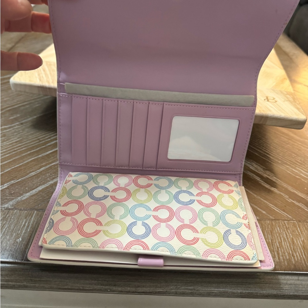 Coach Multicolor Circle Pattern Wallet With Checkbook Insert - Picture 5 of 13